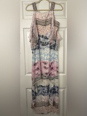 BCBGMaxAzria Cream Floral Dress with Pink & Lavender Accents
